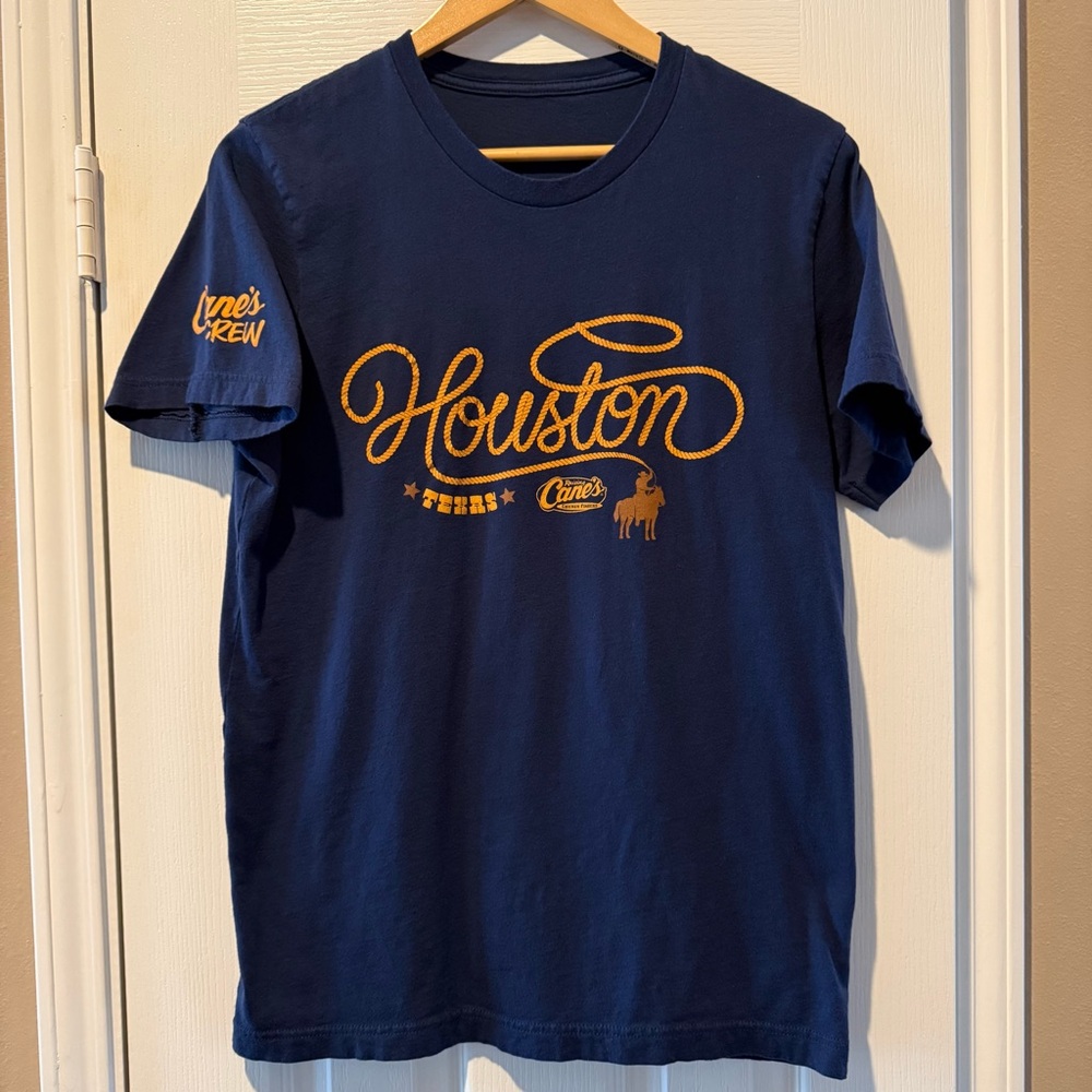 Raising Canes Navy Blue Houston Rodeo T-Shirt Crew NEW Graphic Short Sleeve Tee